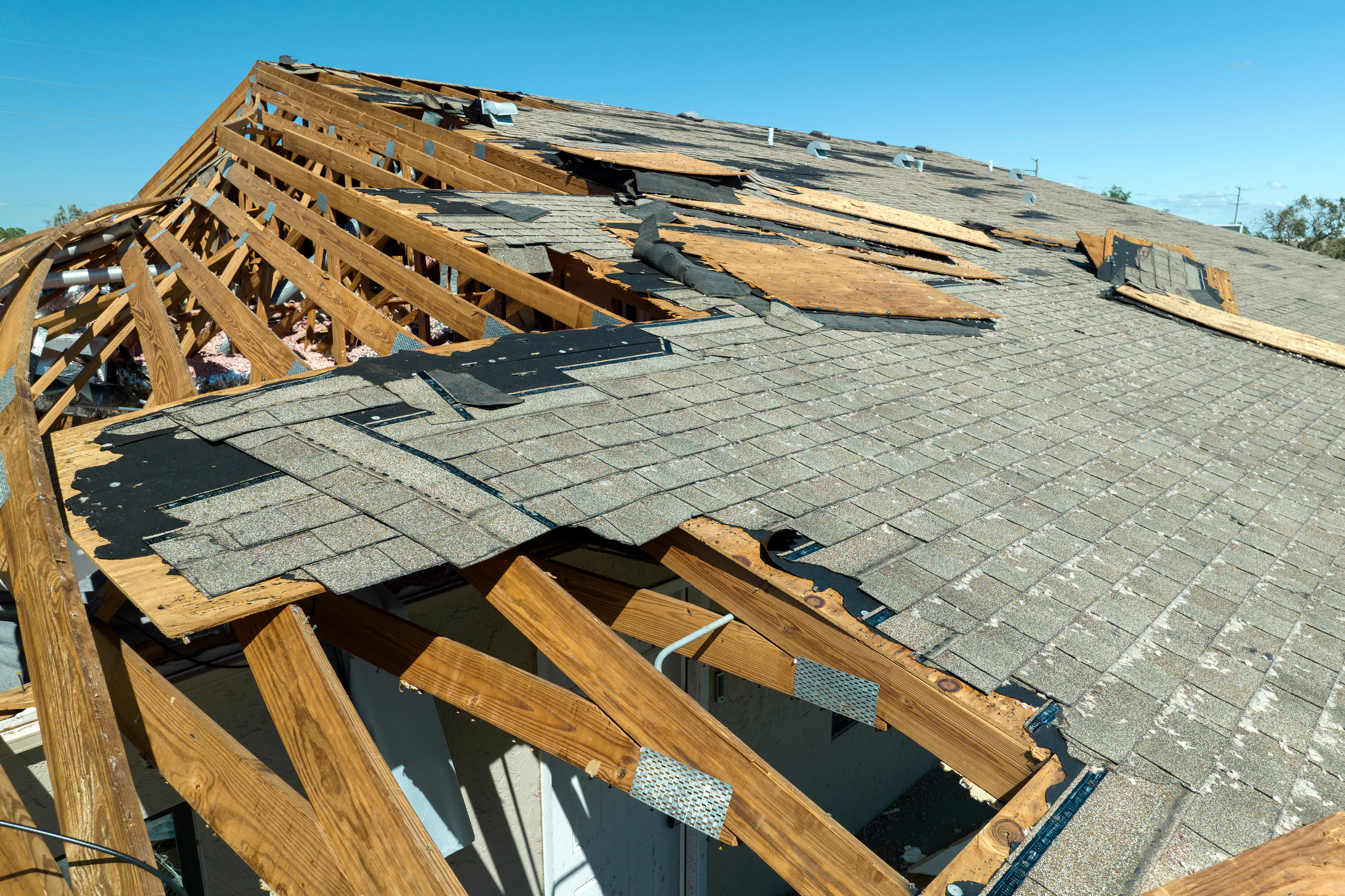 Storm damaged roof needing repair